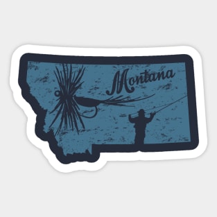 Montana Distressed Fly Fishing State Map Sticker